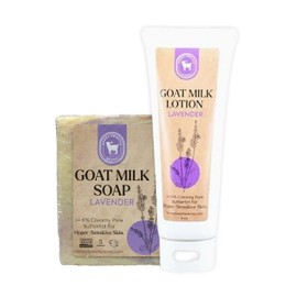 Honey Sweetie Acres Goat Milk Handmade Skincare Bundle – Lavender Lotion & Lavender Soap Bar for Luxurious Hydration, Gentle Cleansing, All-Natural Care