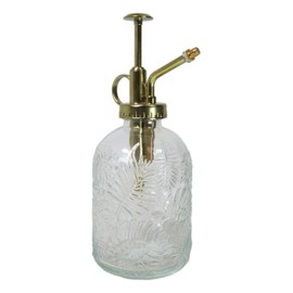 Ebros Gift Ribbed Glass Vintage Floral Style Home Botanical Flowers Plant Mister Spray Green Thumb Garden Accent Accesory