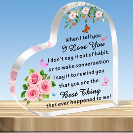 JMIMO Valentines Gifts for Her Anniversary Wedding Gifts for Women Wife Girlfriend When I Tell You I Love You Heart Acrylic Plaque Present