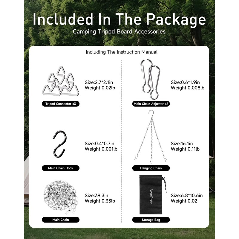 Campfire Tripod,Portable Triangle Grill Camping Tripod for Cooking Fire Pit