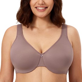 CALVENA Women's Minimizer Bra Full Coverage Plus Size Smooth Underwire Seamless Bra Mochaccino 38F