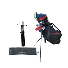 SMART GOLF STAND Golf Cart Bag Stand Attachment Foldable Legs Only with STEEL ROPE CORD. Turns your Cart Bag into a Stand Bag to prevent Bag falls & Club Damage. Attachable Golf Bag Accessories, Black-Aluminum