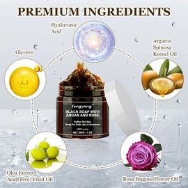 Fengyang Schwarze Seife Körperpeeling Seife, Black Soap, Peeling Duschgel für Weiche Haut, Peeling Körperwaschmittel, Exfoliating Soap, Tiefenreinigung Peeling