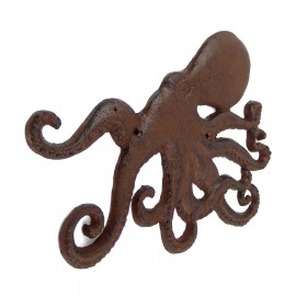 Unbranded Cast Iron Octopus Nautical Beach Wall Decor Plaque Heavy Duty Antique Brown