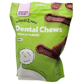 Wiggles & Wags Pumpkin Dental Chews for Medium Dogs, 12 Ounce Treat Bag