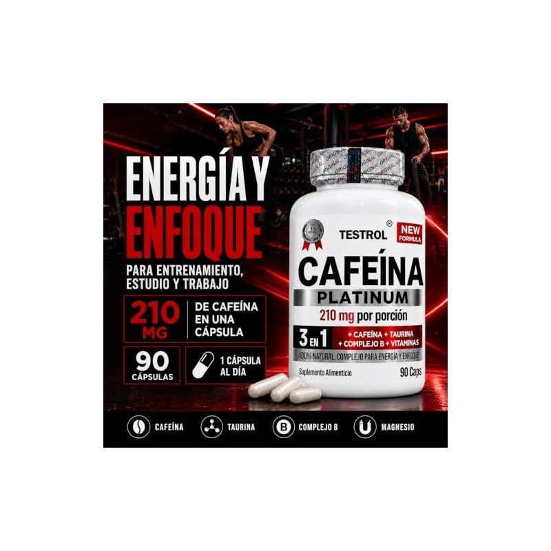 Cafeína Platinum 210mg | Fórmula con Taurina, Magnesio y Complejo