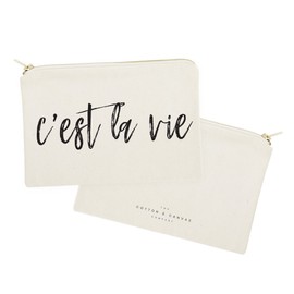 The Cotton & Canvas Co. C'est La Vie Cosmetic Bag and Travel Make Up Pouch