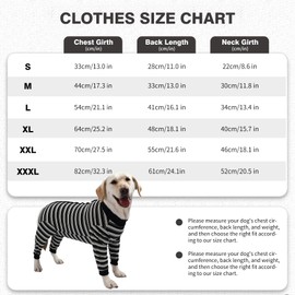 TQFlow Dog Recovery Suit, Pet Surgical Suits Medical Shirt for Female Male, Stripes Spay Suit for Wounds Protectation, Dog Cone E-Collar Alternative, Operative Onesie Bodysuits Shirts (Black, XXL)