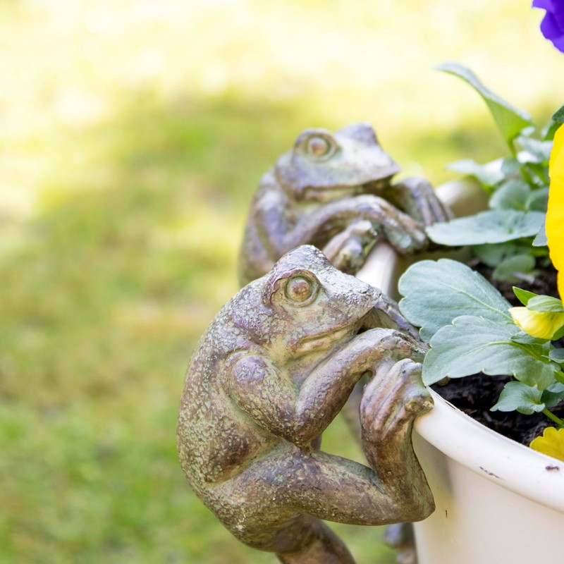 Darthome Set Of 2 Frog Pot Hangers 7x14x6cm Resin Green