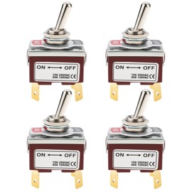 OTOTEC 4Pcs 4Pin 2 Terminal Toggle Switch 15A 250V Boot DPST ON-OFF Suitable for Cars Boats Yachts And Marine Vessels