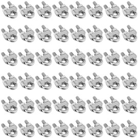 FUNSUEI - Paquete de 48 clips de cable de acero inoxidable M4, tornillo en U de 5/32 pulgadas, clip de cuerda de alambre de acero inoxidable 304, abrazadera de cable en forma de U, se adapta a cuerda