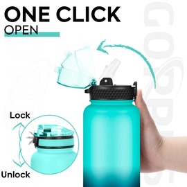 GOPPUS 1.2L/40oz Stainless Water Bottle with Straw Large Thermal Bottle 1200ml Flip Top Metal Bottles Cold Drink Leakproof Flask Big Drinks Bottles Double Walled Insulated Bottle Travel Water Bottle
