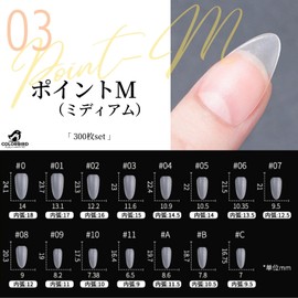 COLORBIRD Nail Tip, Ultra Thin, Short, Clear, 300 Pieces, Summer Sanding, Natural Fit, False Nails (Point M)
