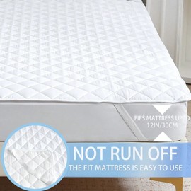 BedGrip Mattress Protector Waterproof – Square Grid Pattern with Elastic Corner Straps, Bed Room and Guest Room Sleep Protection