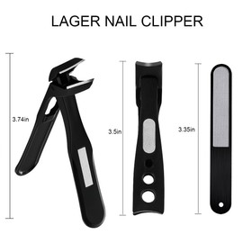 Nail Clippers for Seniors, Wide Jaw Fingernail Clippers and Angled Head Toenail Clippers for Thick Nail, Professional German Nail Clippers for Men, Women & Pregnant (Black 3)