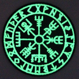 Viking Compass Norse Rune Glow in the Dark Embroidered Velcro Patch