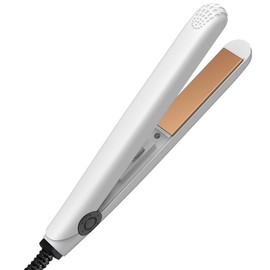 Mini Curling Iron, 2 in 1 Hair Straightener Tourmaline Ceramic Smart Constant Temperature Beauty Heating Curler Hair Styling Tool for Home or Salon (White)