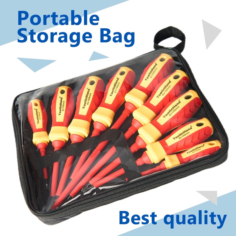 ToolinHand 9 PCS 1000V Insulated Electrical Screwdriver Set, 4 Phillips