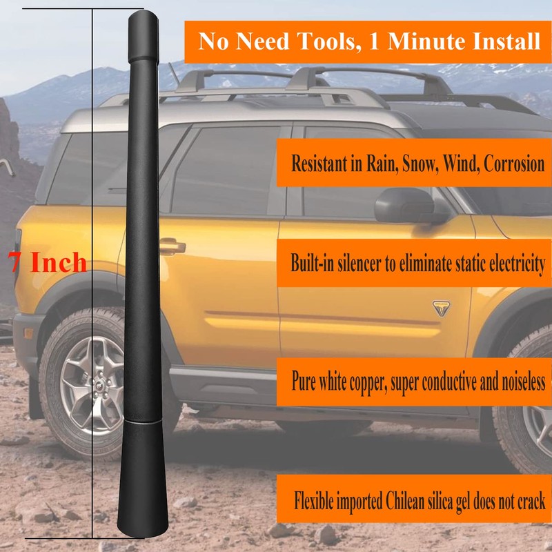 7 Inch Antenna Replacement for Ford Bronco Sport (2021-2023), Ford