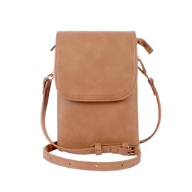 Women Leather Small Phone Crossbody Bag Small for Women Mini Cross body Shoulder Wallet Purses Shoulder Bag (Camel)