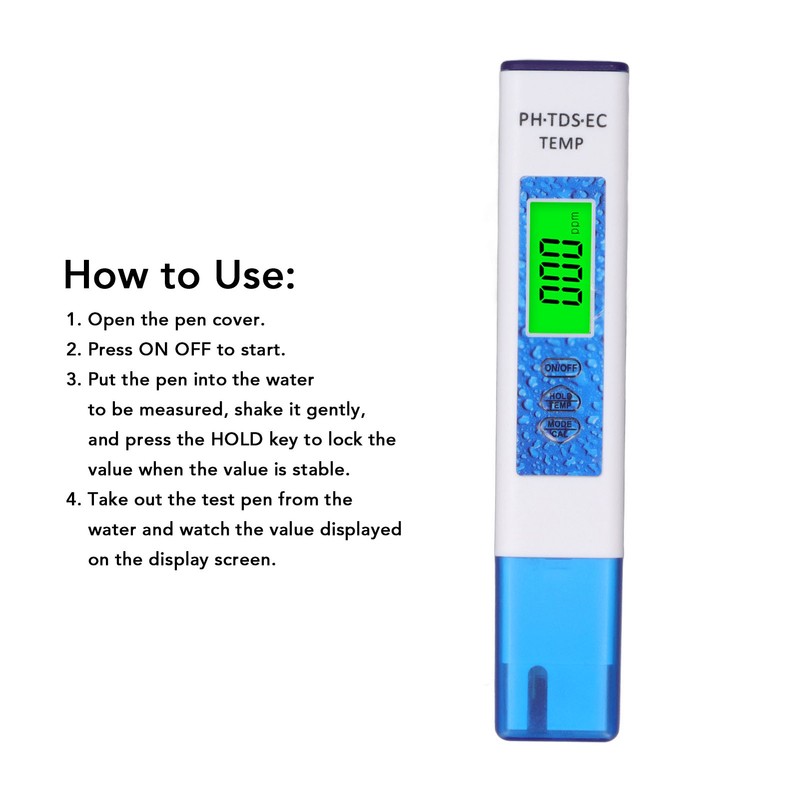 Water Quality Tester 4 in 1 PH EC TDS TEMP