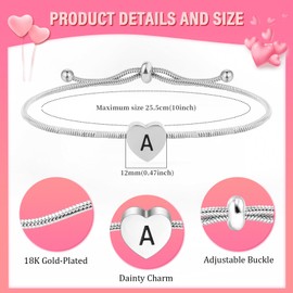 FANCIBAND V Initial Bracelet for Women 18K Heart Silver Charm Bracelet Christmas Gift For Mom/Daughter/Friend/Girlfriend/Granddaughter/Niece
