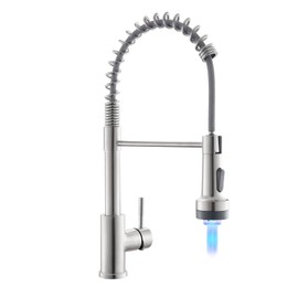 GIMILI Kitchen Faucet with Pull Down Sprayer Single Hole Stainless Steel LED Faucet, Suitable for Farmhouses, RV, Laundry Room, Outdoor, and Campers. Llave para fregadero de cocina Brushed Nickel