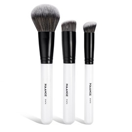 MAANGE 3PCS Brochas para el Rostro con Caja de Regalo Set de Brochas Maquillaje Sintéticos Esenciales Premium Sombra de Ojos para Base de Maquillaje para Viajes y Uso Diario