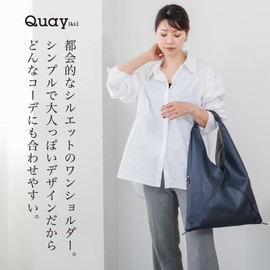 QUAY 11097 Women's Shoulder Bag, Tote Bag, Triangular Bag, Cross-body Casual, Inner Bag, Genuine Leather Handle, 2-Way Ladies, Stylish, Pochette, Pouch, Bag, Bag-in-Bag, For Work or School Commutes,