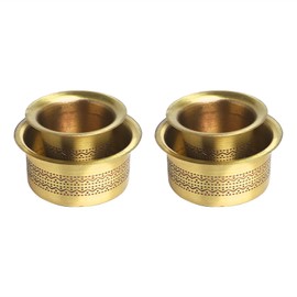 MADYRR SET OF 2 South Indian Brass Coffee Cup and Dabra Set, 2 Pieces, Engraved, Kumbakonam Style south indian coffee filter acessories