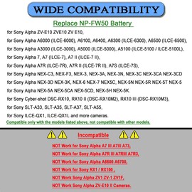 Gonine D-TAP NP-FW50 Dummy Battery Continuous AC Adapter Compatible with Sony Alpha ZV-E10 ZVE10 A6400 A6000 A5100 A6100 A6300 A6500 A7 A7II A7S A7SII RX10 II IV Cameras.