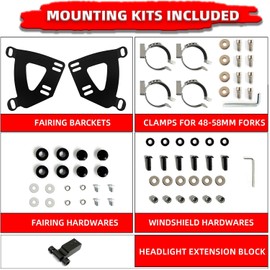 FATECIM Motorcycle 5.75" Headlight Fairing with 11" Dark Smoke Windshield Windscreen & 48-58mm Mounting Kit Headlight Extension Block For Harley 2018 2019 2020 2021 2022 Softail FXBB Street Bob