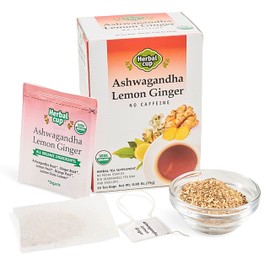 Herbal Cup Ashwagandha Tea, Organic Lemon Ginger, No Caffeine Herbal Teas (Organic Lemon Ginger, 16 Count (Pack of 6))
