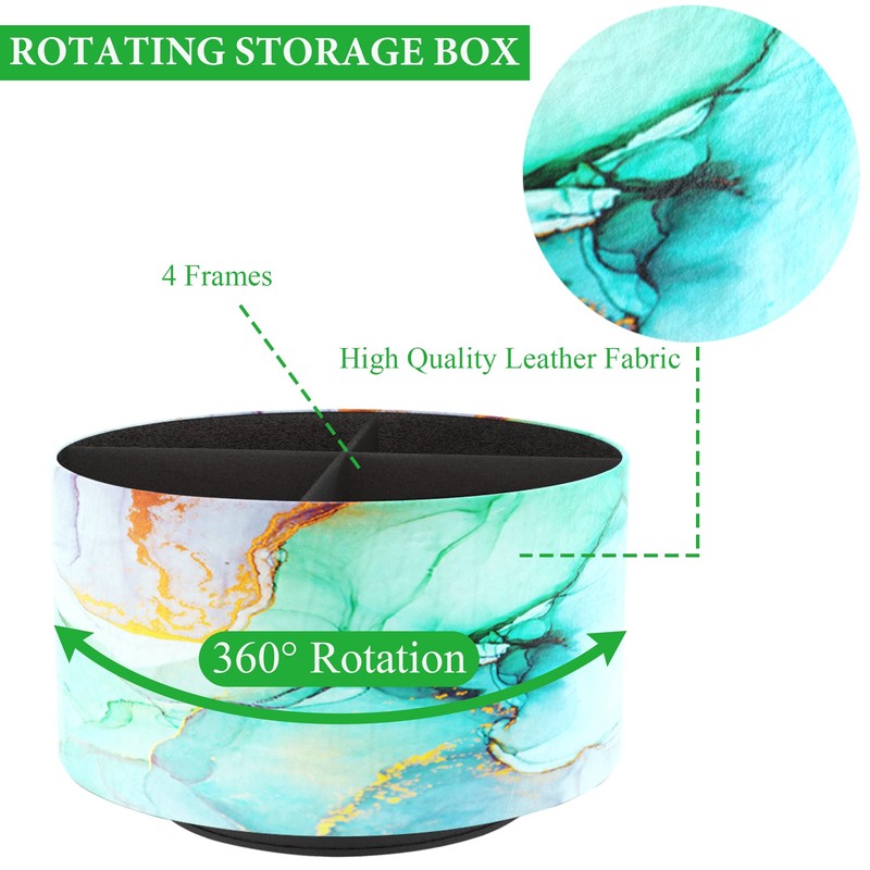Czzmy Round Leather Art Supply Organizer,Remote Control Holder,360 Degree Spinning,Multi-Functional