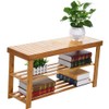 Micozy Bamboo Shoe Rack Bench 3-Tier Free Standing Wood Shoe