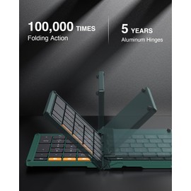 ProtoArc Foldable Bluetooth Keyboard, XK01 Folding Wireless Portable Keyboard with Number Pad, Full-Size Travel Keyboard for Windows iOS Android Tablet Smartphone Laptop PC - Dark Green