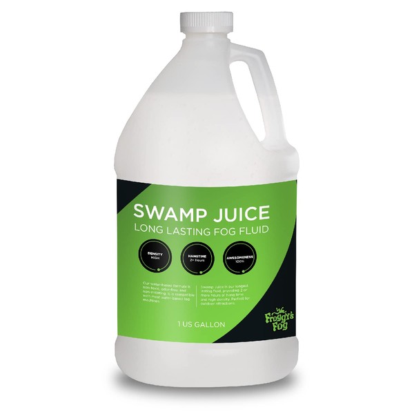 Froggy's Fog Swamp Juice, Ridiculously Long-Lasting Fog Fluid with 2-3 Hour Hang Time for Professional and Home Haunters, Theatrical Effects, and DJs, 1 Gallon