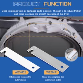 WE3M51 WE3M52 Clothes Dryer Teflon and Nylon Drum Bearing Slide Replacement Kit, Drum Bearing Slide and Dryer Drum Glide for GE Dryers Smooth Operation & Noise Reduction, Pack of 4