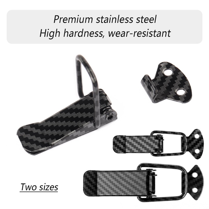 2PCS Car Bumper Clips Hook Lock,Carbon Fiber Hood Pins Toggle