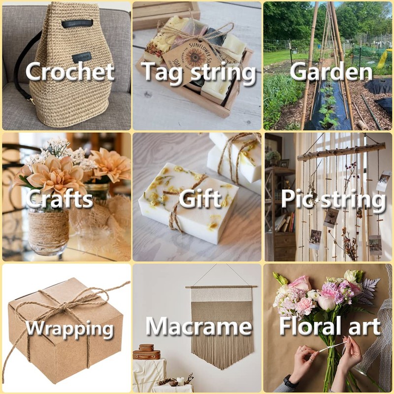 PerkHomy 600 Feet Natural Jute Twine Long Twine String for