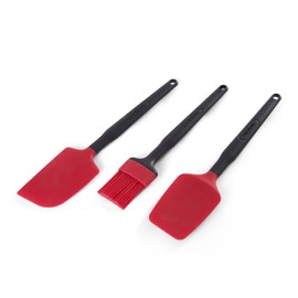 Farberware Classic Mini Baking Set, 3-Piece Silicone Kitchen Utensils – Mini Basting Brush, Spoon Spatula & Spatula – Nonstick Safe, Black