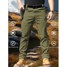 AUTIWITUA Men's Tactical Cargo Pants Water Resistant Lightweight Hiking Pants Outdoor Work Pants with Multi Pockets(No Belt)