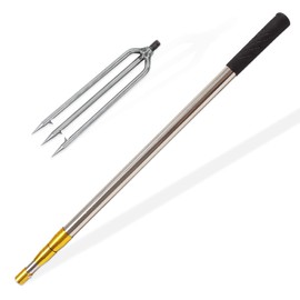 Dutiplus Telescopic Fish Gaff with 1~5 Teeth Assorted harpoons Barbed, Sea and Ice Fishing Spear Gig for Hunting Fish Frog Mole - 5ft Long (3 Teeth+4.5ft Telescopic Rod)