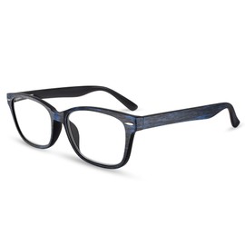 TR-90 Pacific Blue Wood Tone Reading Glasses Men & Women with Unique Style & Sturdy Made - Spring Hinges Readers for Women & Men - Trendy for all Face Shapes High End Fashion Glasses - Cheaters 1.25
