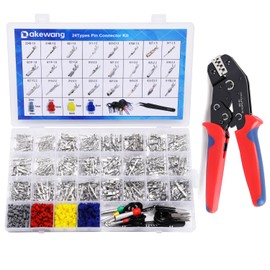 dakewang 24types 900pcs Automotive Pin Connectors Kit, 1/1.5/1.8/2.2/2.3/2.8/3.5mm Male&Female Wire Pins, Non Insulated Wire Terminal Pin Kit. (Crimp Tool)
