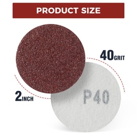 S SATC 2 Inch Hook and Loop Sanding Discs No-Hole Sandpaper 100PCS 40 Grit Orbital Sander Pads for Sanders Drill Aluminum Oxide Sandpaper Discs for Woodworking Wood Automotive Metal