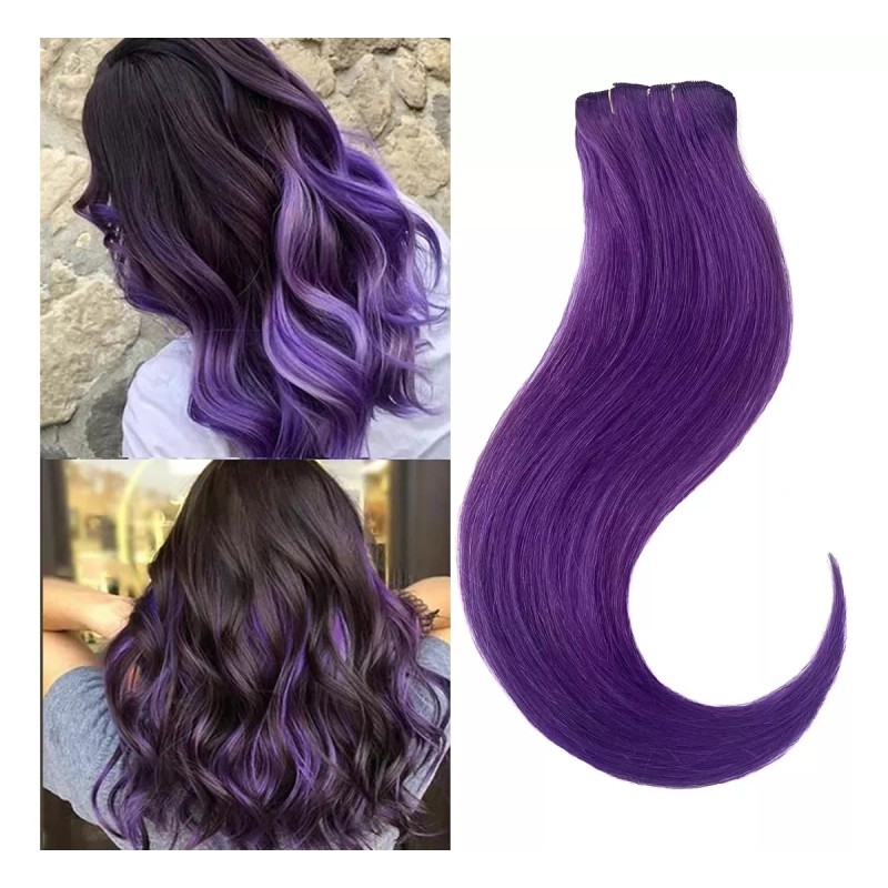 QNI-LMB Extensiones De Cabello Color Purple - Cabello 100% Natural