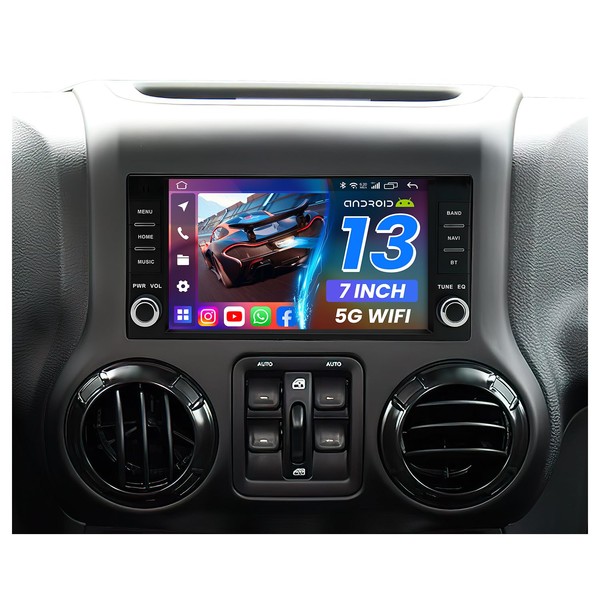2+32G Car Radio Stereo for Wrangler 2007-2017: Upgrade 7" 1280