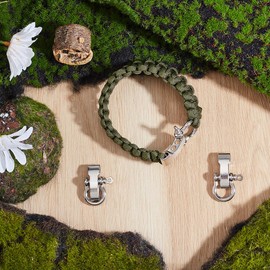 UNICRAFTALE About 10 Sets Adjustable Platinum Screw Pin Shackle Survival Bracelet Clasps Metal Bow Anchor Shackle Clasp D Shackle Clip for Survival Bracelet 27mm Long