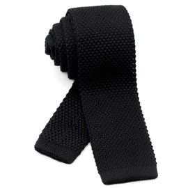 W&M Solid Color Washable Pointed Knit Tie, Necktie, 2.2 inches (5.5cm) wide, black (black 19-3911tcx), 大剣先幅5.5㎝×全長約146㎝